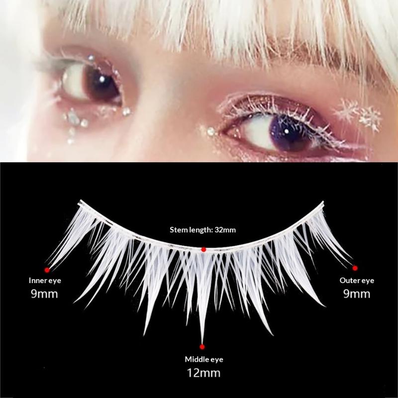 Eyelash Extension Natural - 3 Çift Cosplay Beyaz Kirpik Uzatma