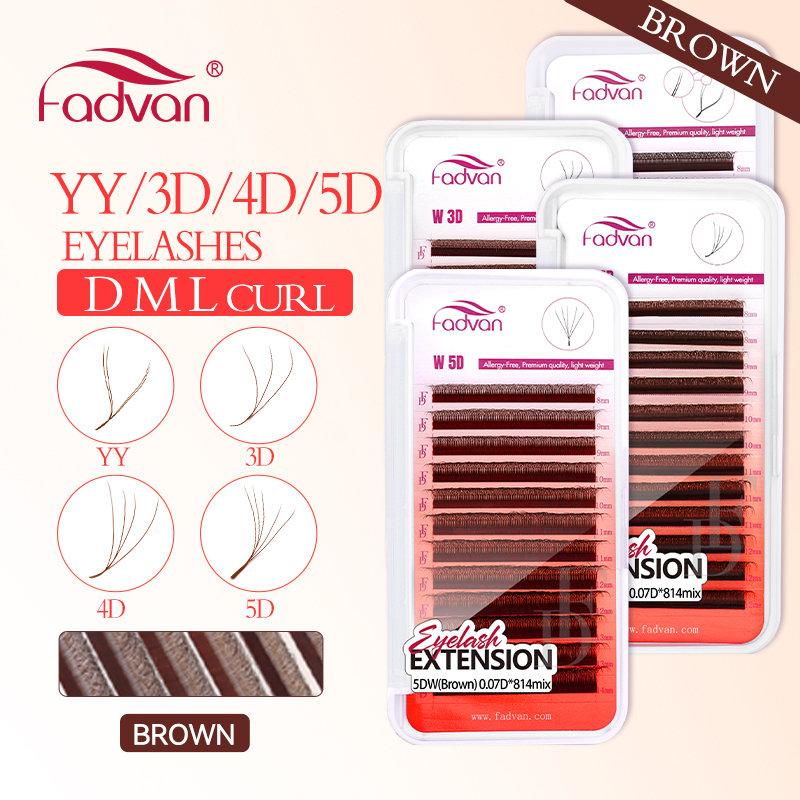 Eyelash Extension Fan - FADVAN Kahverengi 4D/3D/5D kirpikler W Şekli