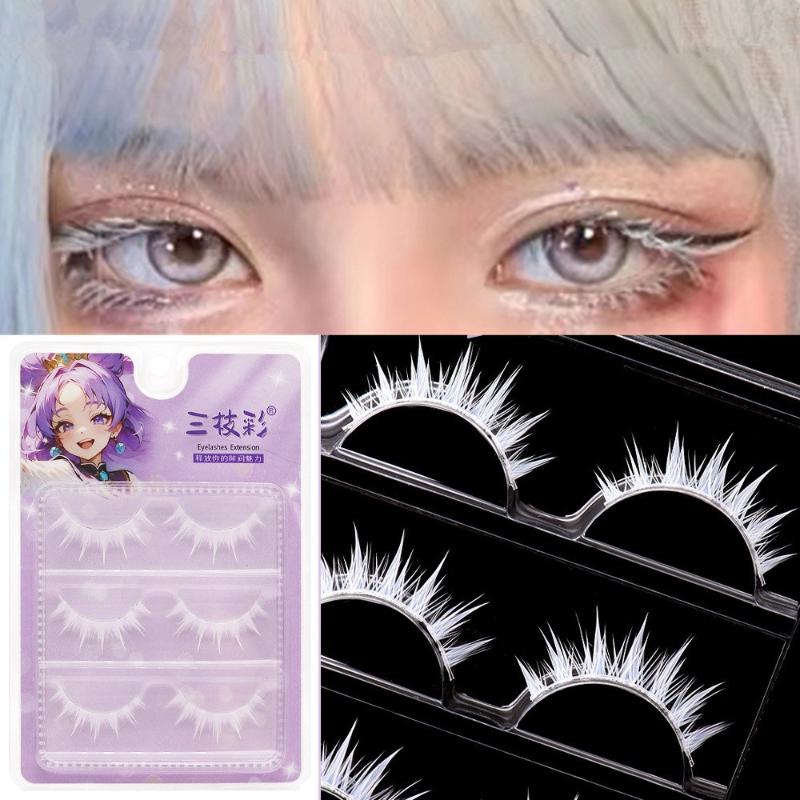 3 Çift Cosplay Beyaz Kirpik Uz - Eyelash Extension Natural incelemesi ve fiyatı