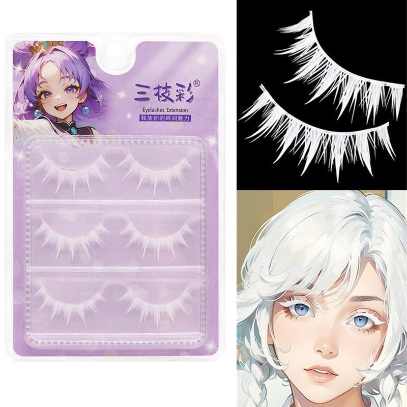 3 Çift Cosplay Beyaz Kirpik Uz - Eyelash Extension Natural incelemesi ve fiyatı